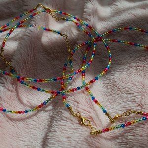 y2k Inspired Rainbow Dainty Transparent Seed Bead Choker Necklace